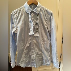 Diesel Light Blue Button Down Shirt with Bow Tie. Size: US-S